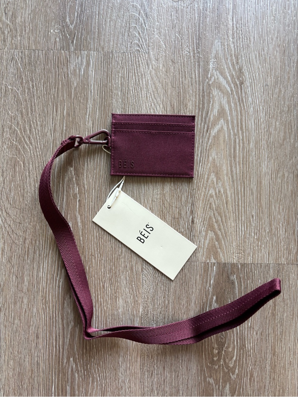 BEIS Burgundy Card Holder with Matching Lanyard - Picture 2 of 4